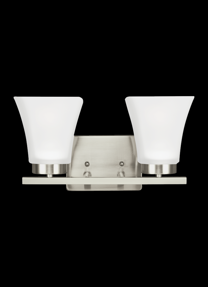 Bayfield contemporary 2-light indoor dimmable bath vanity wall sconce in brushed nickel silver finis