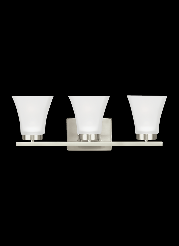 Bayfield contemporary 3-light indoor dimmable bath vanity wall sconce in brushed nickel silver finis
