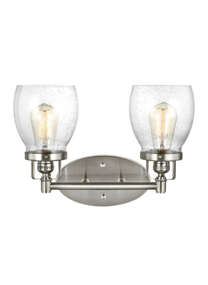 Belton transitional 2-light indoor dimmable bath vanity wall sconce in brushed nickel silver finish