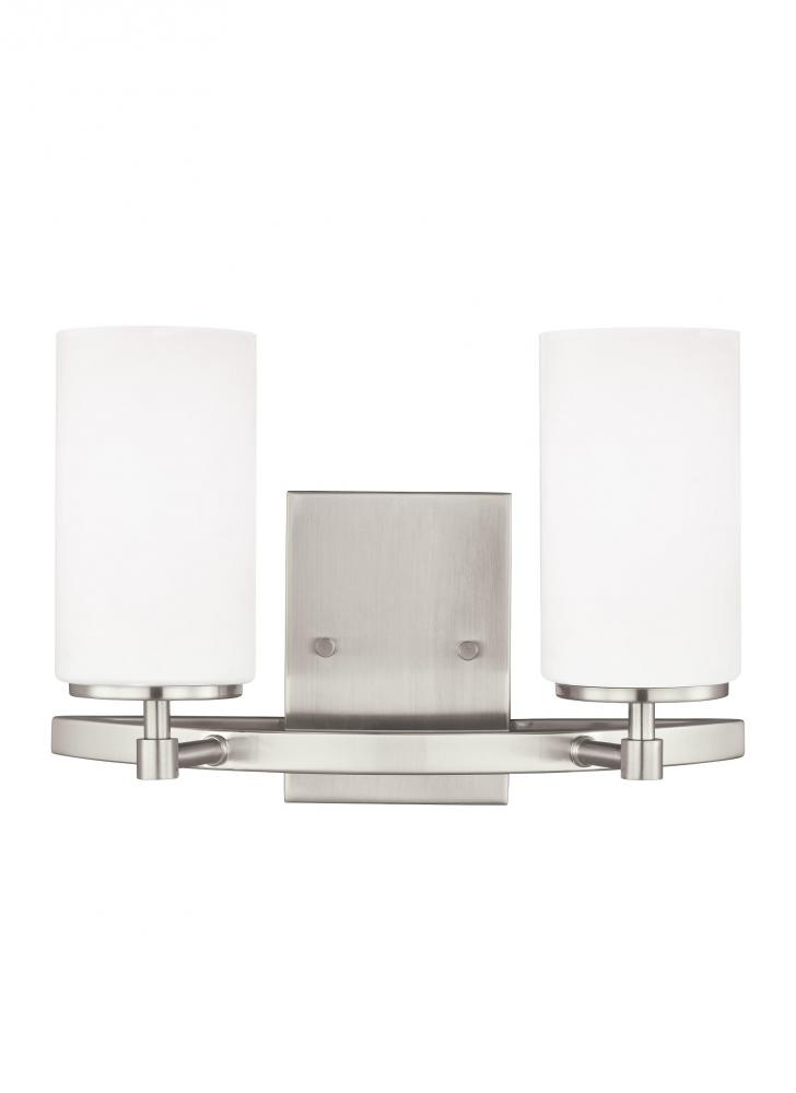 Alturas contemporary 2-light LED indoor dimmable bath vanity wall sconce in brushed nickel silver fi