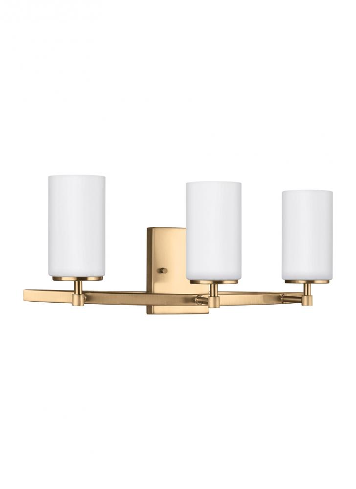 Alturas contemporary 3-light indoor dimmable bath vanity wall sconce in satin brass gold finish with