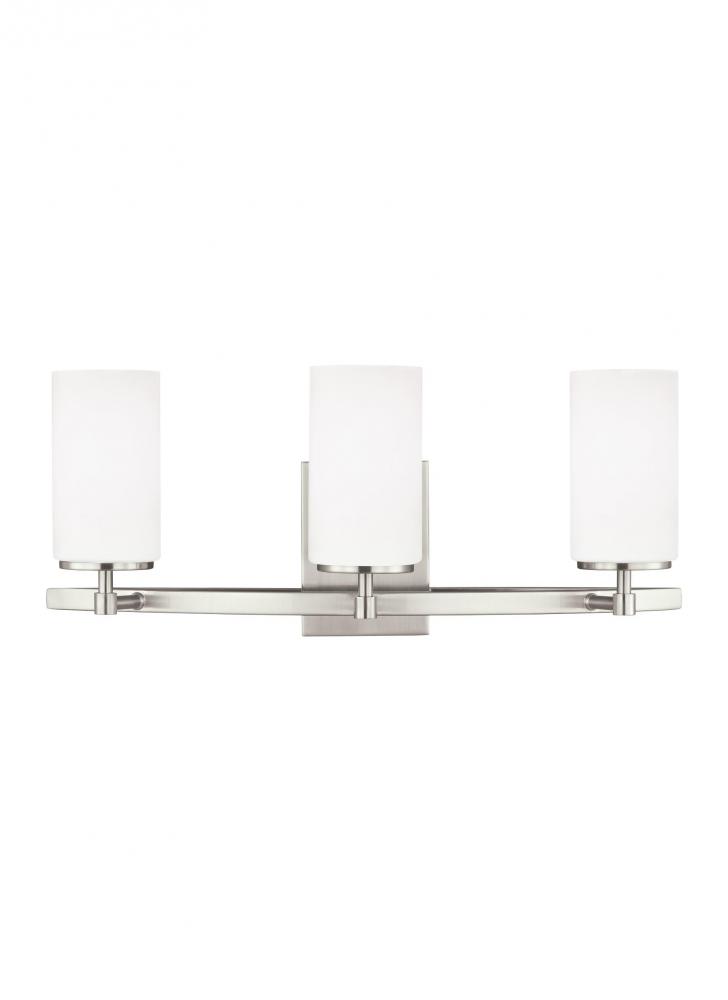 Alturas contemporary 3-light LED indoor dimmable bath vanity wall sconce in brushed nickel silver fi