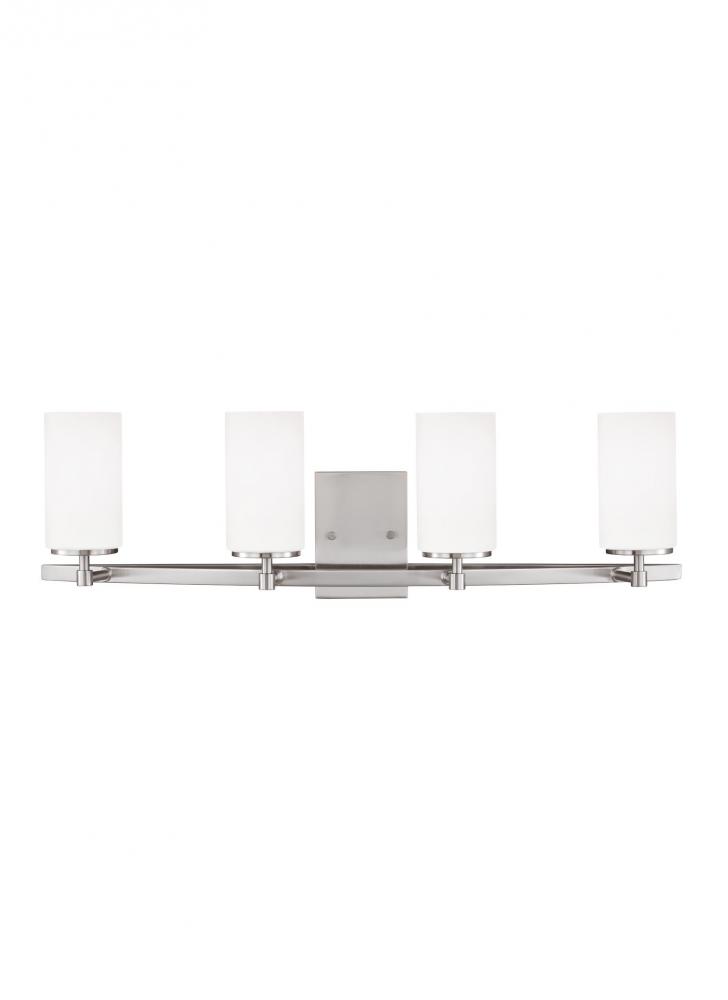 Alturas contemporary 4-light indoor dimmable bath vanity wall sconce in brushed nickel silver finish