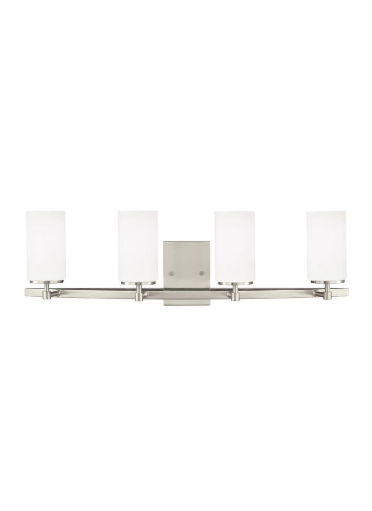 Alturas contemporary 4-light LED indoor dimmable bath vanity wall sconce in brushed nickel silver fi