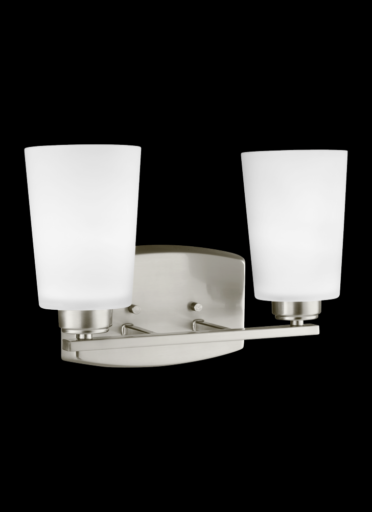 Franport transitional 2-light indoor dimmable bath vanity wall sconce in brushed nickel silver finis