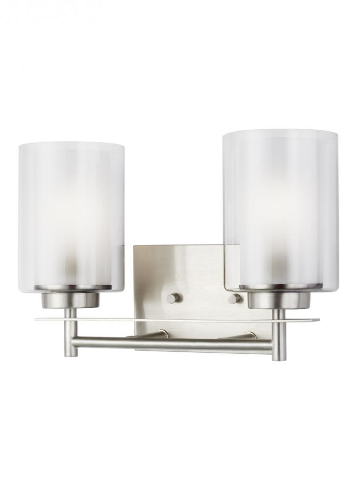 Elmwood Park traditional 2-light indoor dimmable bath vanity wall sconce in brushed nickel silver fi