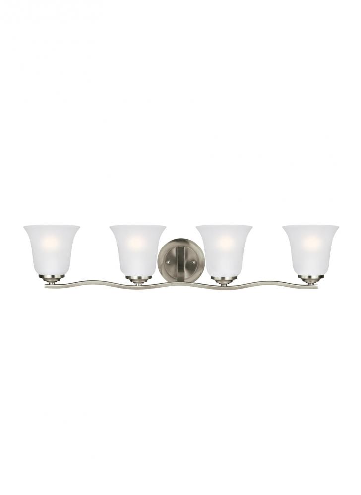 Emmons traditional 4-light indoor dimmable bath vanity wall sconce in brushed nickel silver finish w