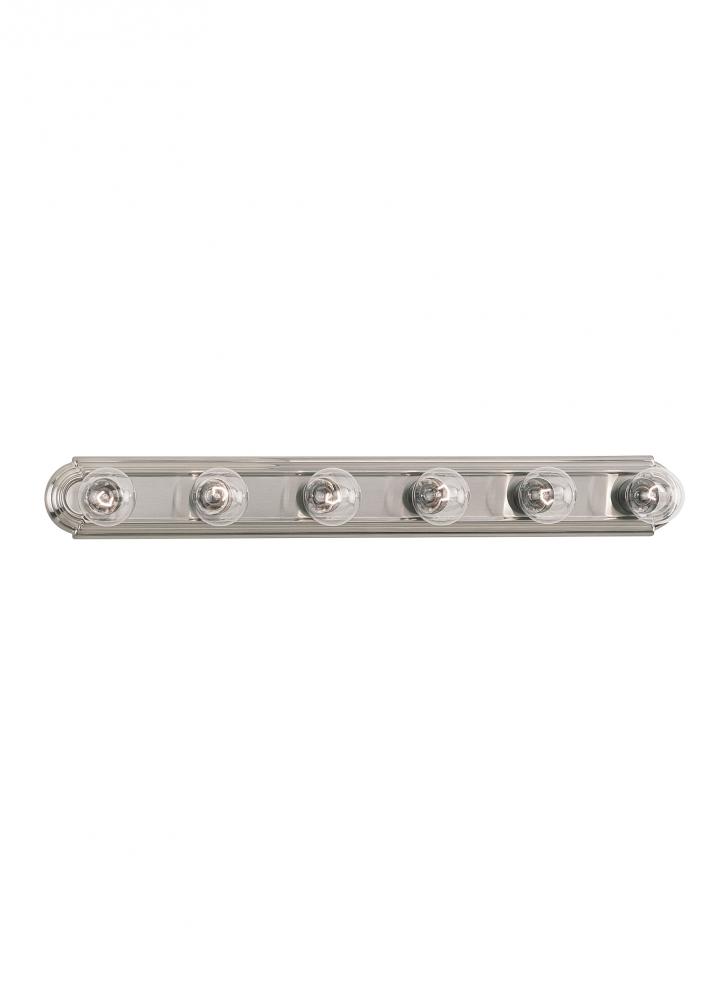 De-Lovely traditional 6-light indoor dimmable bath vanity wall sconce in brushed nickel silver finis