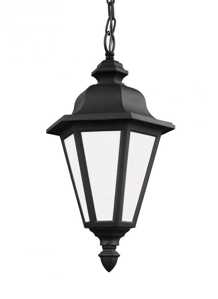 Brentwood traditional 1-light outdoor exterior ceiling hanging pendant in black finish with smooth w