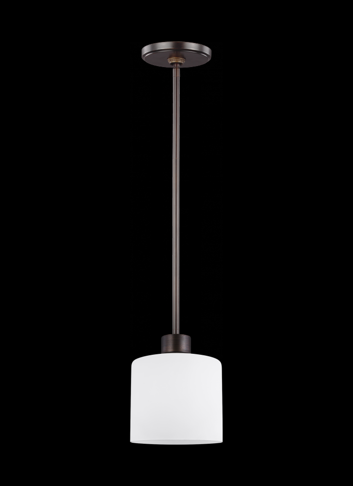 Canfield modern 1-light indoor dimmable ceiling hanging single pendant light in bronze finish with e