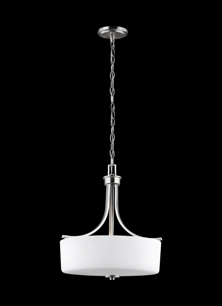 Canfield modern 3-light indoor dimmable ceiling pendant hanging chandelier pendant light in brushed