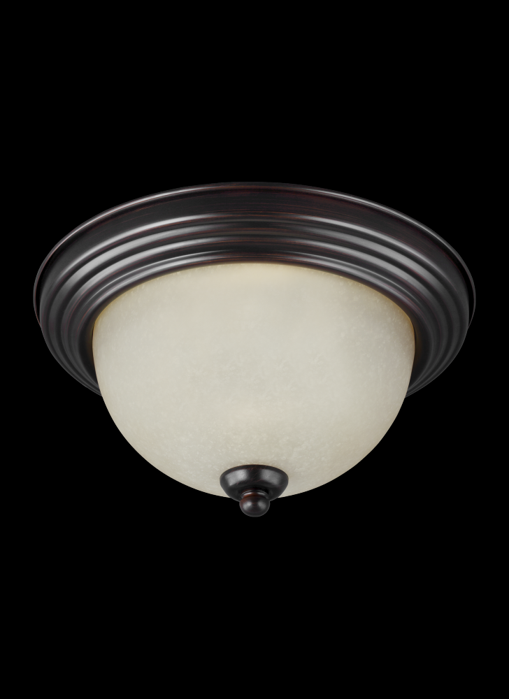 Geary transitional 3-light indoor dimmable ceiling flush mount fixture in bronze finish with amber s