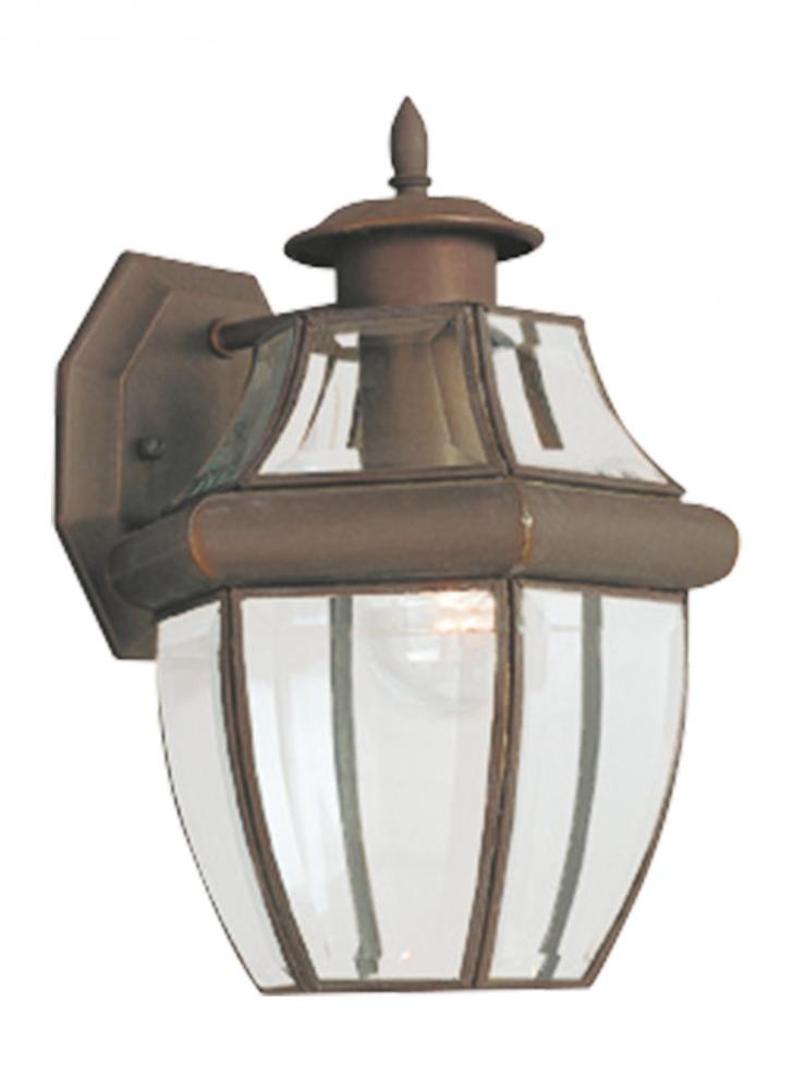 Lancaster traditional 1-light outdoor exterior medium wall lantern sconce in antique bronze finish w