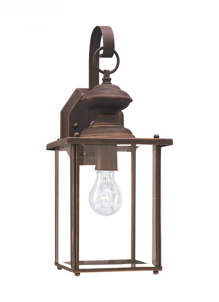 Jamestowne transitional 1-light large outdoor exterior wall lantern in antique bronze finish with cl