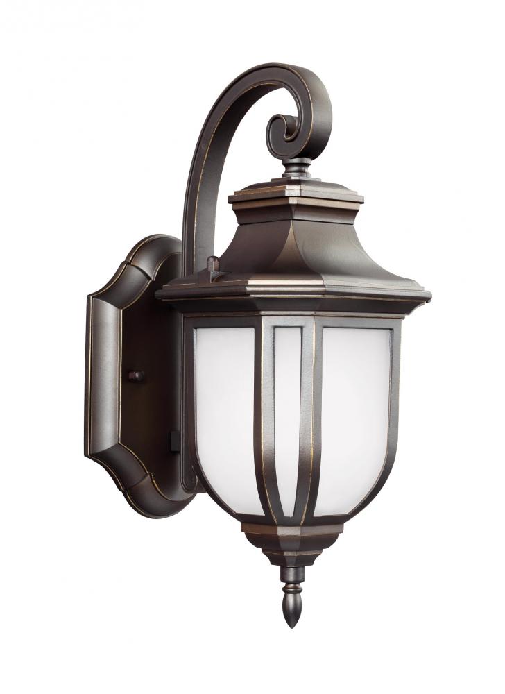 Childress traditional 1-light outdoor exterior small wall lantern sconce in antique bronze finish wi