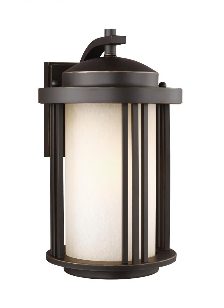 Crowell contemporary 1-light outdoor exterior medium wall lantern sconce in antique bronze finish wi