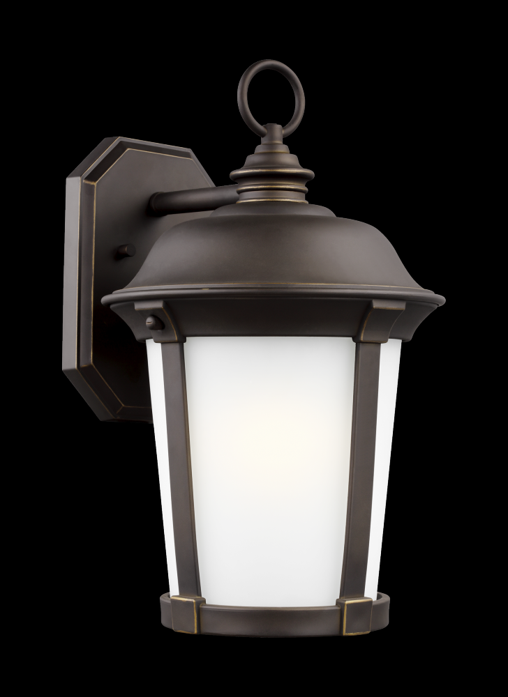 Calder traditional 1-light outdoor exterior large wall lantern sconce in antique bronze finish with
