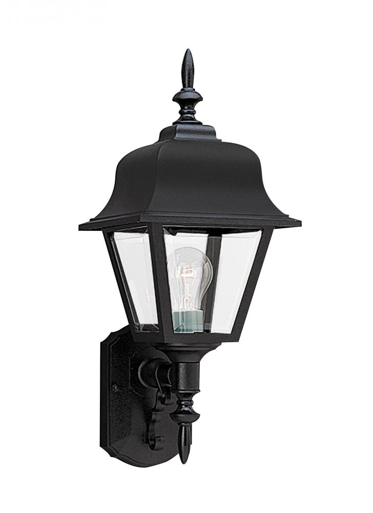 Polycarbonate Outdoor traditional 1-light outdoor exterior large wall lantern sconce in black finish