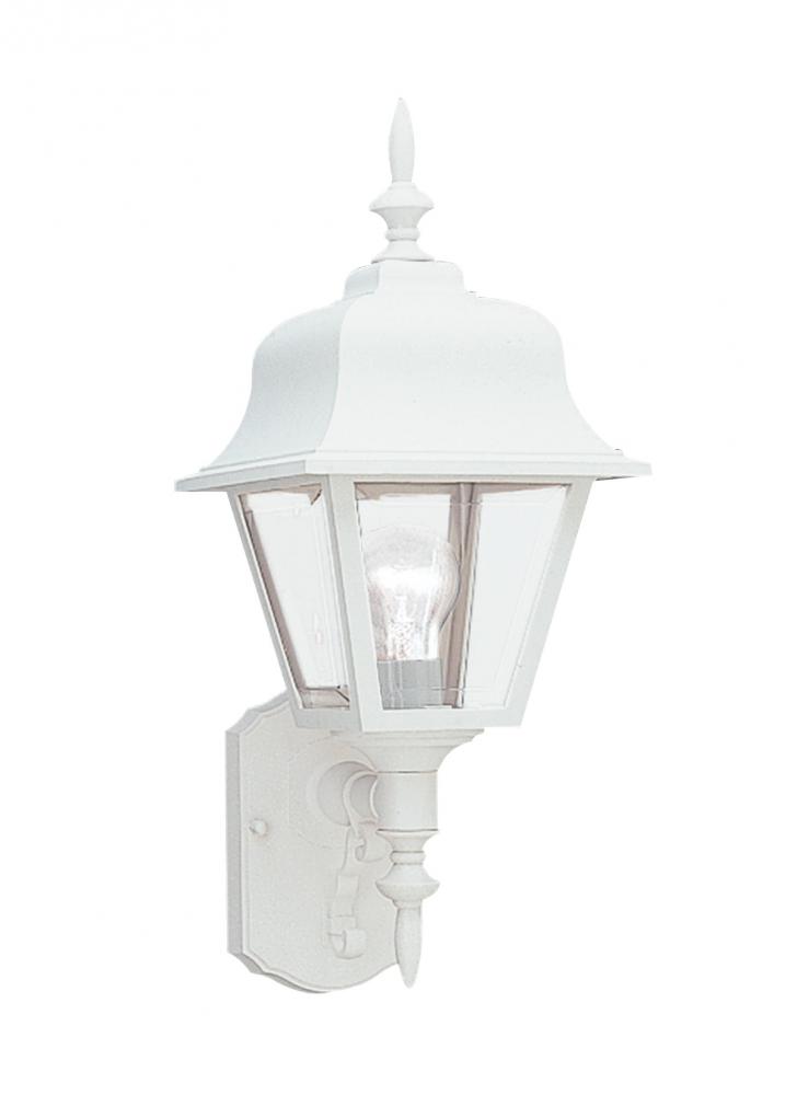 Polycarbonate Outdoor traditional 1-light outdoor exterior large wall lantern sconce in white finish
