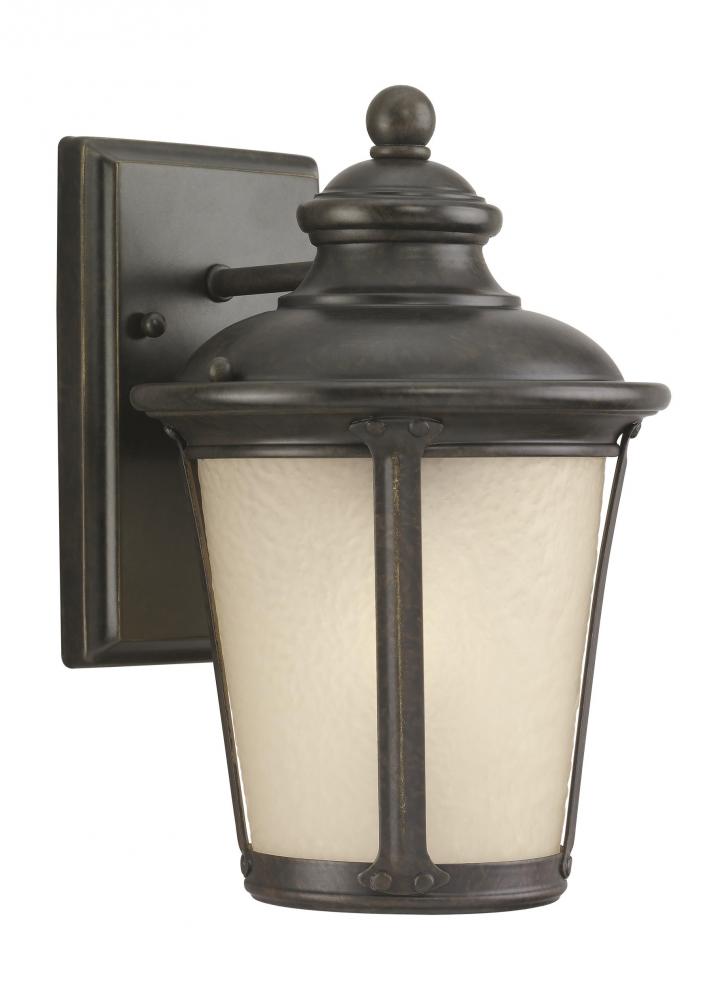 Cape May traditional 1-light outdoor exterior small wall lantern sconce in burled iron grey finish w