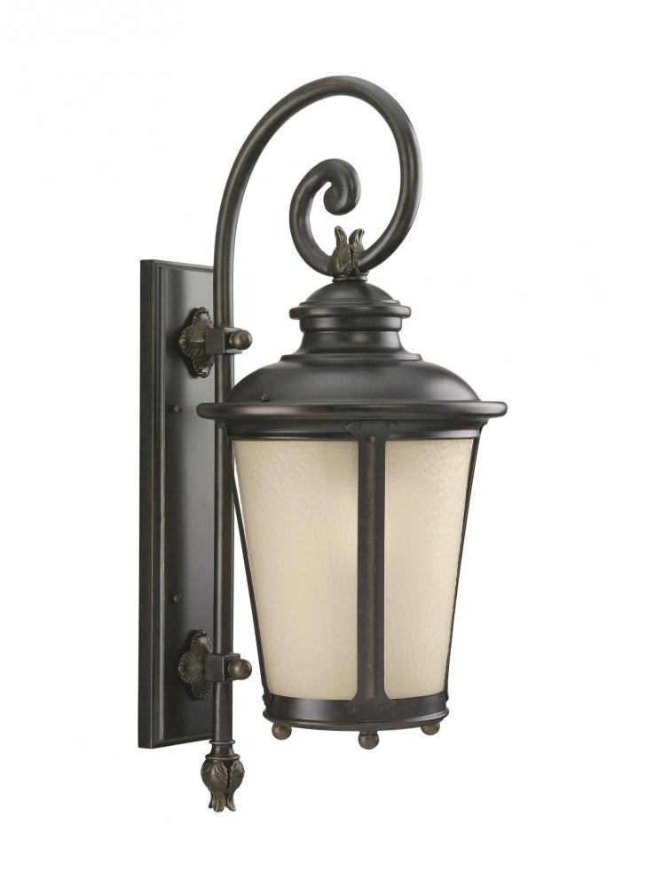 Cape May traditional 1-light outdoor exterior large wall lantern sconce in burled iron grey finish w