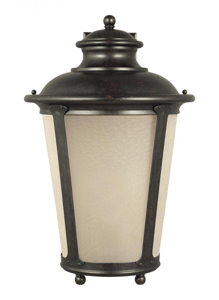 Cape May traditional 1-light outdoor exterior extra large wall lantern sconce in burled iron grey fi