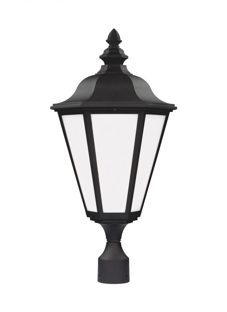 Brentwood traditional 1-light outdoor exterior post lantern in black finish with smooth white glass