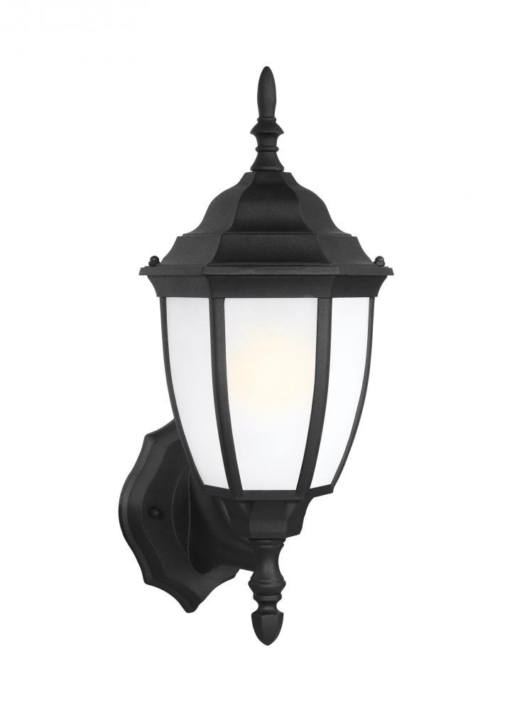 Bakersville traditional 1-light LED outdoor exterior wall lantern in black finish with smooth white