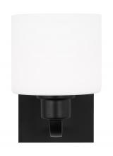 Generation Lighting 4128801-112 - Canfield indoor dimmable 1-light wall bath sconce in a midnight black finish and etched white glass