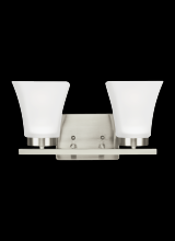 Generation Lighting 4411602-962 - Bayfield contemporary 2-light indoor dimmable bath vanity wall sconce in brushed nickel silver finis