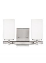 Generation Lighting 4424602-962 - Alturas contemporary 2-light indoor dimmable bath vanity wall sconce in brushed nickel silver finish