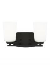 Generation Lighting 4428902-112 - Franport transitional 2-light indoor dimmable bath vanity wall sconce in midnight black finish with