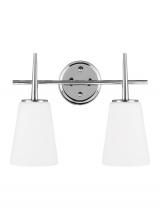 Generation Lighting 4440402-05 - Driscoll contemporary 2-light indoor dimmable bath vanity wall sconce in chrome silver finish with c