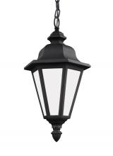 Generation Lighting 69025-12 - Brentwood traditional 1-light outdoor exterior ceiling hanging pendant in black finish with smooth w