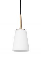 Generation Lighting 6140401-848 - Driscoll contemporary 1-light indoor dimmable ceiling hanging single pendant light in satin brass go