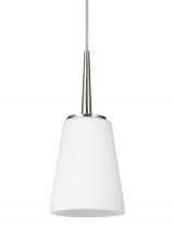 Generation Lighting 6140401-962 - Driscoll contemporary 1-light indoor dimmable ceiling hanging single pendant light in brushed nickel