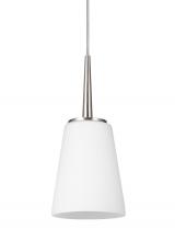 Generation Lighting 6140401EN3-962 - Driscoll contemporary 1-light LED indoor dimmable ceiling hanging single pendant light in brushed ni