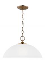 Generation Lighting 6516501-848 - Geary traditional indoor dimmable 1-light pendant in satin brass with a satin etched glass shade