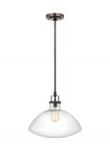 Generation Lighting 6614501-710 - Belton transitional 1-light indoor dimmable ceiling hanging single pendant light in bronze finish wi