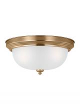 Generation Lighting 77065EN3-848 - Geary traditional indoor dimmable LED 3-light ceiling flush mount in satin brass with a satin etched