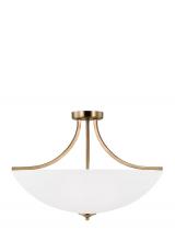 Generation Lighting 7716504-848 - Geary traditional indoor dimmable large 4-light semi-flush convertible pendant in satin brass finish