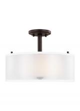 Generation Lighting 7737302-710 - Elmwood Park traditional 2-light indoor dimmable ceiling semi-flush mount in bronze finish with sati