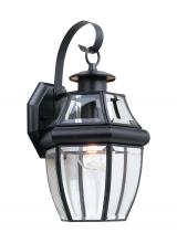 Generation Lighting 8067-12 - Lancaster traditional 1-light outdoor exterior large wall lantern sconce in black finish with clear