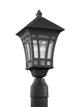 Generation Lighting 82131-12 - Herrington transitional 1-light outdoor exterior post lantern in black finish with clear seeded glas