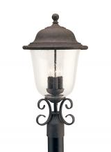 Generation Lighting 8259-46 - Trafalgar traditional 3-light outdoor exterior post lantern in oxidized bronze finish with clear see