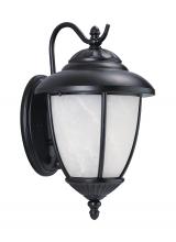 Generation Lighting 84049EN3-12 - Yorktown transitional 1-light LED outdoor exterior medium wall lantern sconce in black finish with s