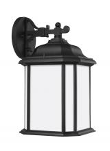 Generation Lighting 84531EN3-12 - Kent traditional 1-light LED outdoor exterior large wall lantern sconce in black finish with satin e