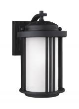 Generation Lighting 8547901DEN3-12 - Crowell contemporary 1-light LED outdoor exterior small wall lantern sconce in black finish with sat