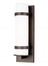 Generation Lighting 8618301-71 - Alban modern 1-light outdoor exterior medium round wall lantern in antique bronze finish with etched
