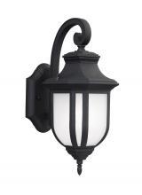 Generation Lighting 8636301-12 - Childress traditional 1-light outdoor exterior medium wall lantern sconce in black finish with satin